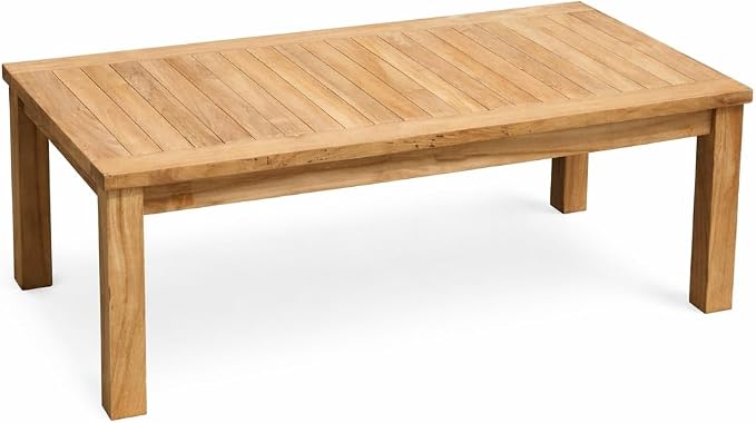 Hives & Honey Pavilion Outdoor Teak Coffee Table, Solid Grade-A Teak Wood, Weather-Resistant Patio Table for Deck, Garden, Poolside