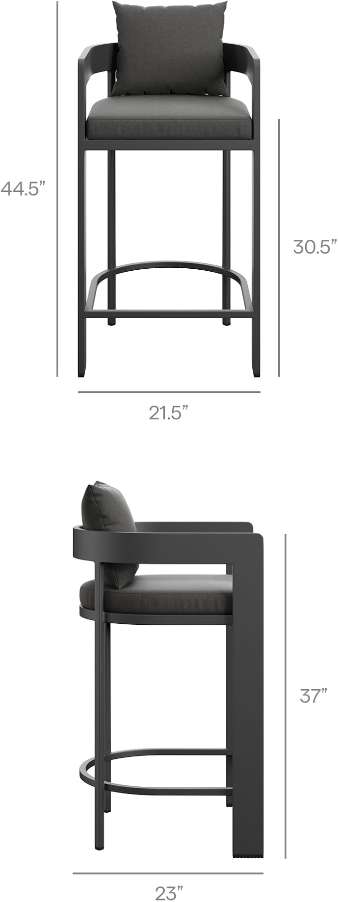 Modway Tahoe 5-Piece Outdoor Patio Bar Table Set in Charcoal
