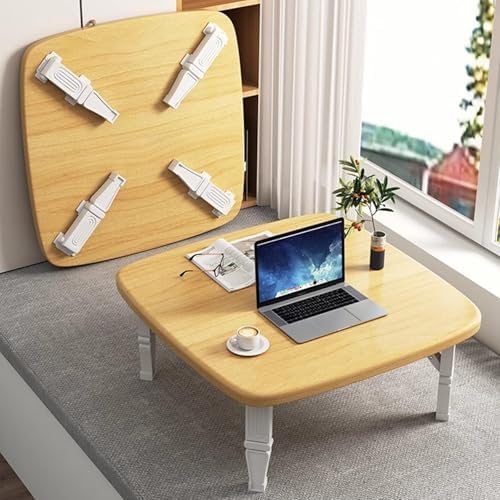 Space-Saving Japanese Folding Low Table, Wooden Floor Desk for Bedroom & Outdoor, 31.5"x31.5", Perfect for Tea Rooms, Small Living Spaces, Portable Design