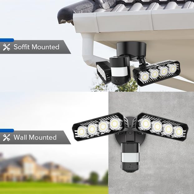 SANSI 36W 3600LM LED Motion Sensor Outdoor Light, IP65 5000K (Black) | 350W Equiv 4 Modes Motion Lights for Outside, Flood Lights Outdoor Security Lights for Backyard, Garage, Yard, Porch