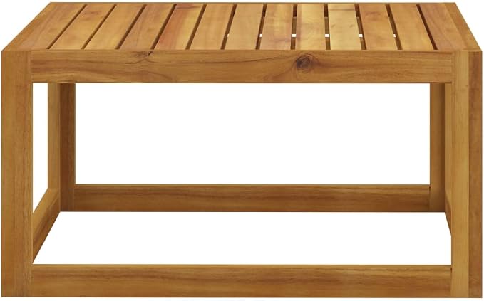 vidaXL Solid Acacia Wood Coffee Table - Square Outdoor Patio Garden Deck Table with Oil Finish, 26.7"x26.7"x11.4"