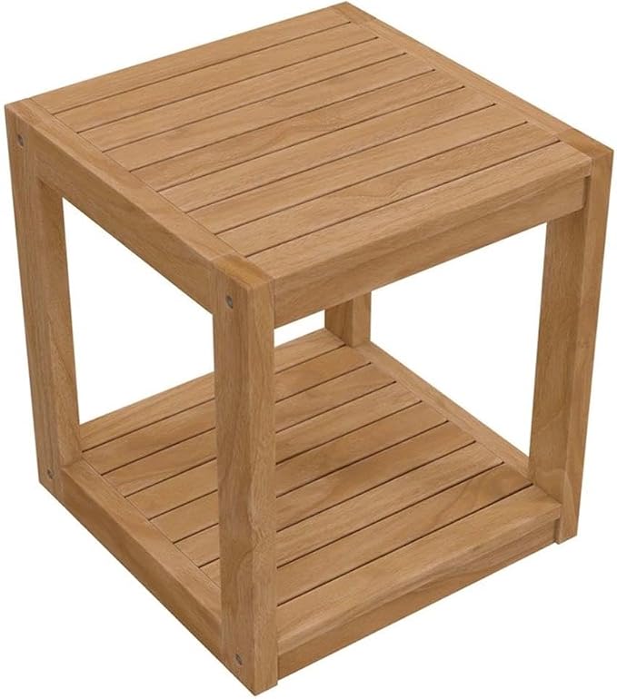 Modway Carlsbad Modern Teak Wood Outdoor Patio Side Table in Natural