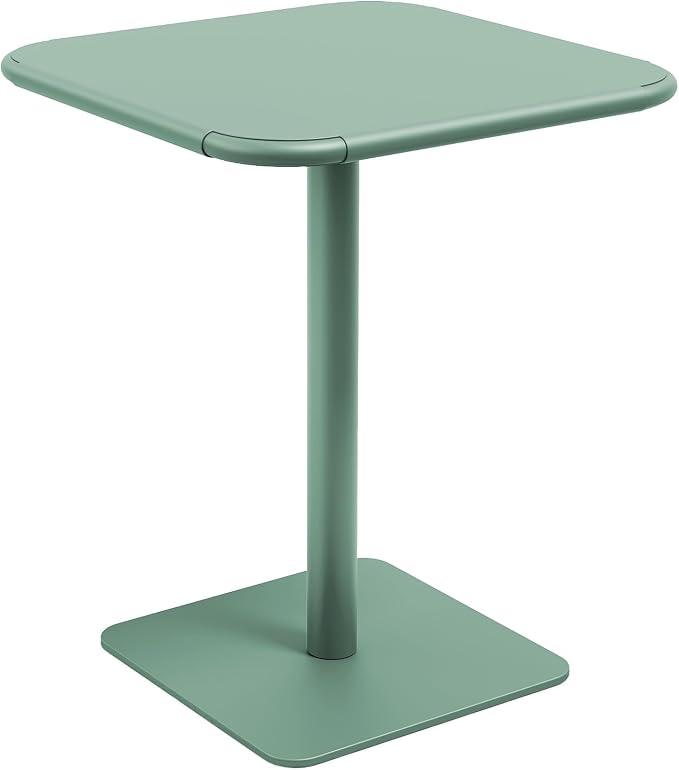 Jamesdar, Haley, Square Heavy Duty Commercial Steel Bistro Dining Table, All Steel Construction, Indoor Outdoor Restaurant & Café Use, 300 lb Capacity, 24" D x 30" H, Aloe Green