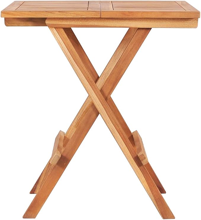Folding Bistro Table 23.6"x23.6"x25.6" Solid Teak Wood, Outdoor Poolside Garden Lawn Bistro Portable Leisure Standing Side Table