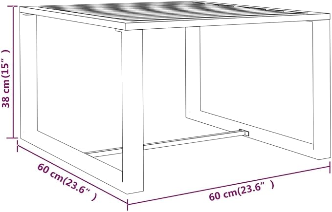 Modular Garden Lounge Set, 2-Seater Anthracite Aluminum Patio Furniture, Matte Finish Metal Lounge Table for Balcony, Terrace and Backyard, 23.6 x 23.6 x 15.0 in