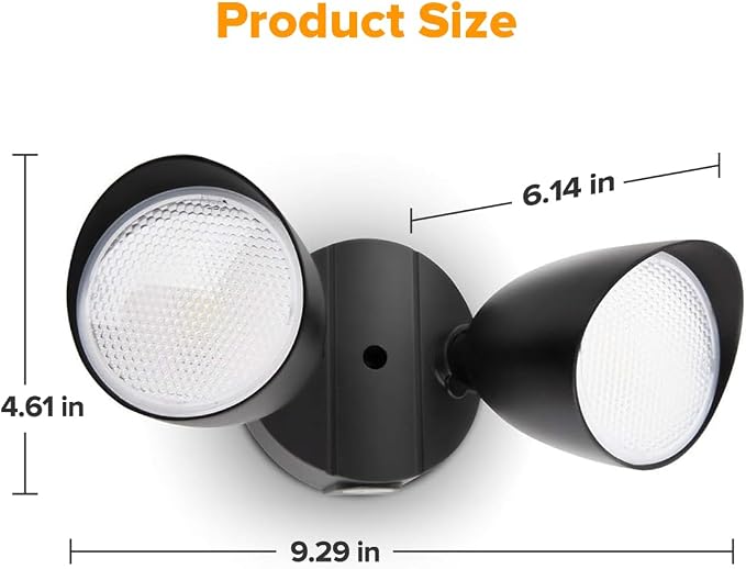 LUTEC 6222B-D2D 3500 Lumen 32 Watt Dusk to Dawn Dual-Head Flood Light Outdoor Waterproof Exterior Security Floodlight Light, Full Metal Design for Patio, Garden, Yard-Black