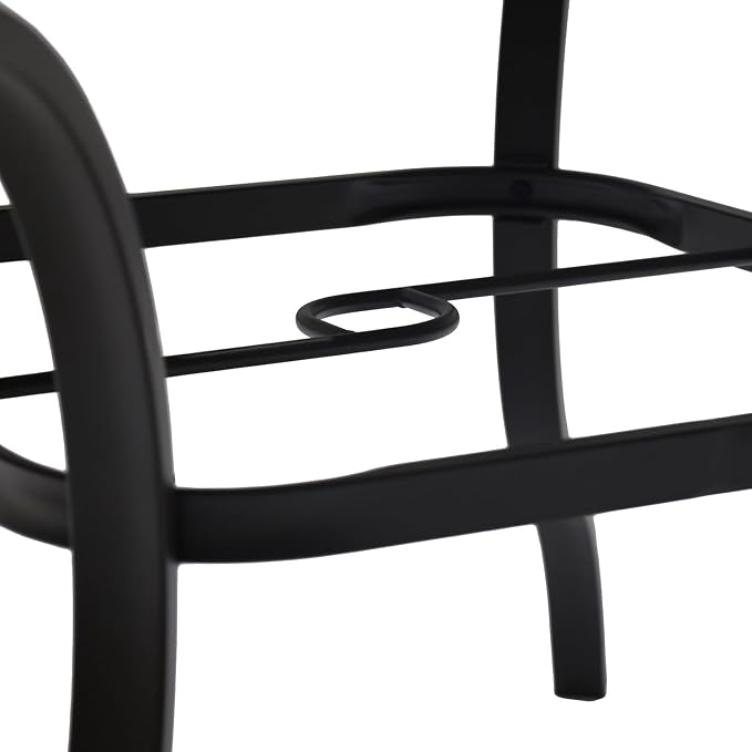 37" Square PVC Patio Dining Table with Brown Metal Steel Frame,Woodlike Top | Brown Metal Steel Frame, Woodlike PVC Top, 37" Square Table, 4 Person Use, 1.9" Umbrella Hole