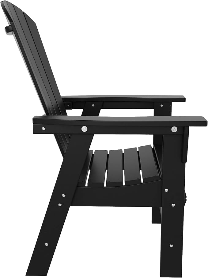 WestinTrends Dylan Adirondack Patio Dining Set for 4, All Weather Poly Lumber Outdoor Table and Chairs Set of 4, 43" Trestle Square Dining Table and Seashell Adirondack Dining Chair, Black
