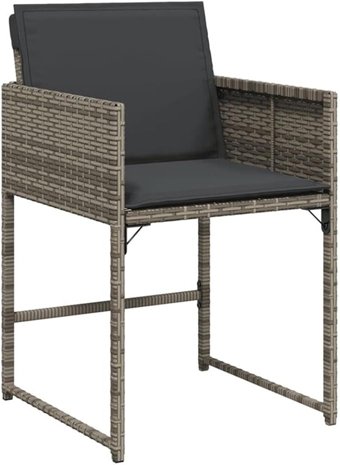 Afuera Living 7-Piece Rattan Garden Dining Set, Gray/Brown Finish, Acacia Wood and UV-Resistant PE Rattan, Includes Cushioned Chairs, Rectangular Table for Outdoor Patio or Garden Dining