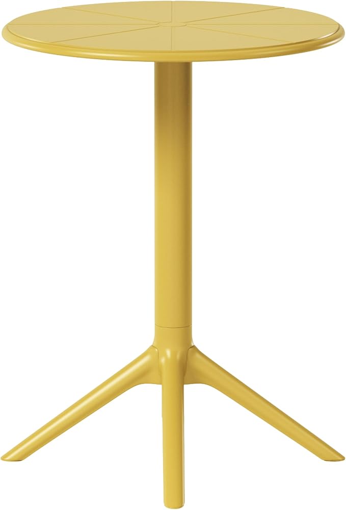 WestinTrends Playa 23.5" Outdoor Polypropylene Resin Round Patio Bistro Dining Table for 2, Yellow