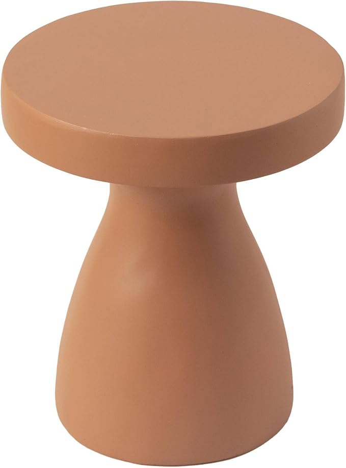 LeisureMod 16” Wide Round Side Table in Fiberstone with Hourglass Pedestal Design for Indoor and Outdoor Use Wisp Collection in Pink