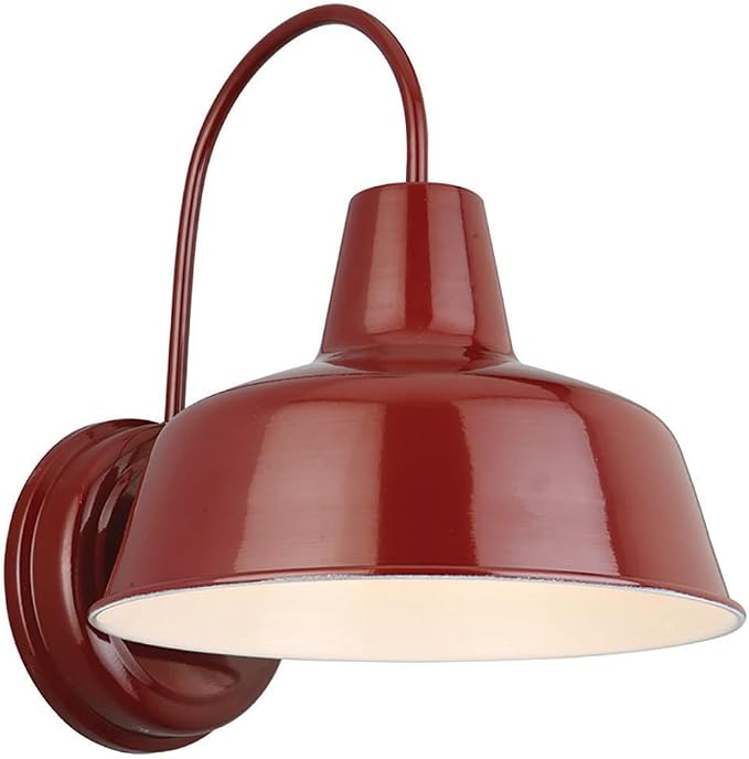 Design House Mason Farmhouse Gooseneck Barn Light, Outdoor Exterior Porch or Patio Wall Light Fixture, Rustic Red, 8 Inch Diameter, 1-Pack, 520559 | Wall Mount, Modern Farmhouse, Steel, Lighting, 520559