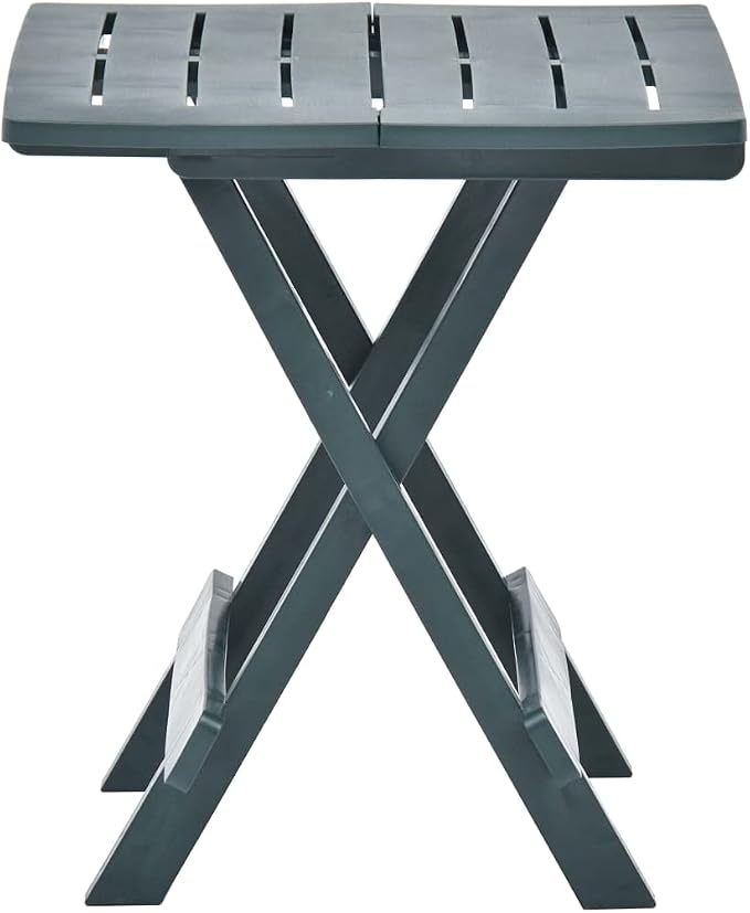Folding Garden Table, Green Plastic Square Side Table for Outdoor Patio and Balcony, Portable Small Picnic Table for Camping and Terrace, 17.7 x 16.9 x 19.7 Inches
