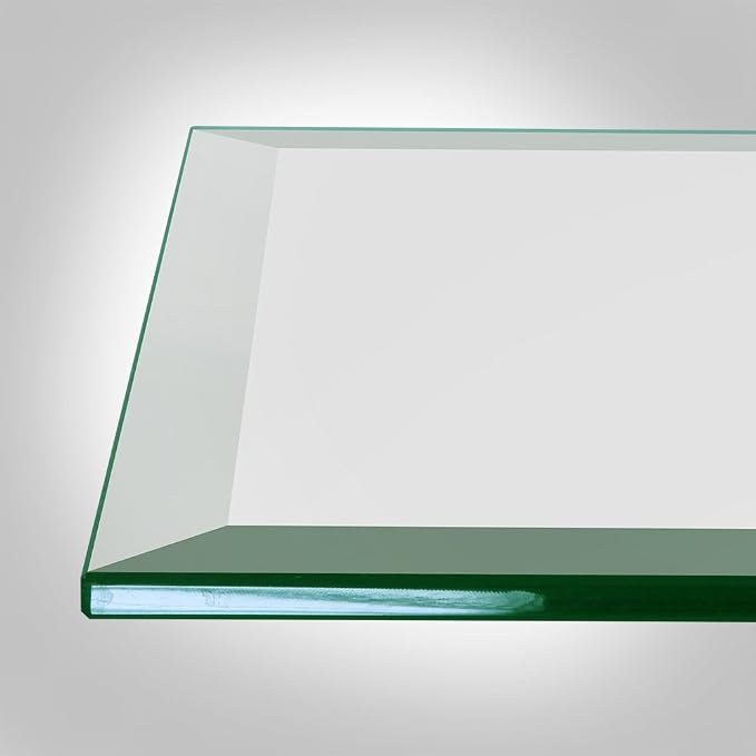 Dulles Glass 10 inch Square Glass Table Top - Tempered - 1/2" Thick Glass Surface, Safe Beveled Edge, Eased Corners, Multipurpose for Dining Table, Patio, Coffee and End Table