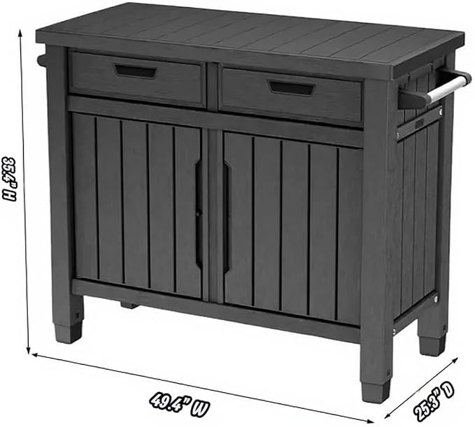Generic Enhance Your Outdoor Space with The Outdoor Grill Table with Storage Cabinet in Graphite Gray. Perfect for Grilling, Entertaining, and Storage Needs, X-Large