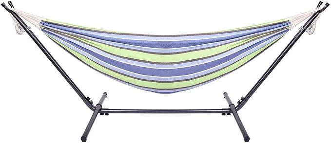 Bar Hammock with Stand, Heavy Duty Hammock Frame,Hammock Bed with Heavy Duty Steel Stand, Perfect for Camping Beach Summer Patio 102.3"" L x 41.33"" W x 39.37"" H, Green