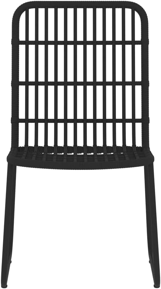 5 Piece Outdoor Dining Set with Black Powder-Coated Steel Frame, PE Rattan Accents, and Glass Tabletop for Patio or Garden