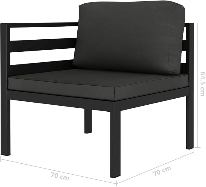 2-Piece Garden Sofa Set, Anthracite Aluminum Modular Outdoor Sectional Corner Sofa Chairs with Cushions for Patio, Balcony and Terrace, Compact Seating Group