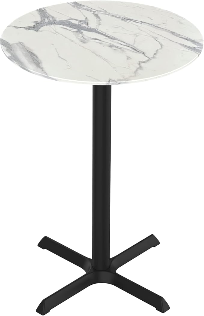 HBS 42" Tall OD211 Indoor/Outdoor All-Season Table with 36" Diameter White Marble Top
