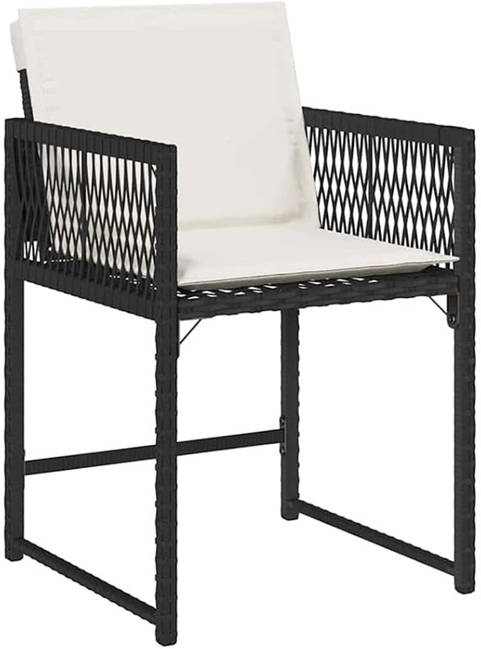 Afuera Living 5 Piece Poly Rattan Garden Dining Set, Black Finish, Weather-Resistant Patio Furniture with Steel Legs, Glass-Top Table and Chairs, Modern Outdoor Set for Gardens, Patios, or Terraces