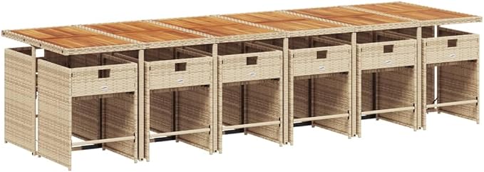 13-Piece Patio Dining Set with Cushions Beige Poly Rattan Outdoor Furniture for Garden Backyard Balcony Porch