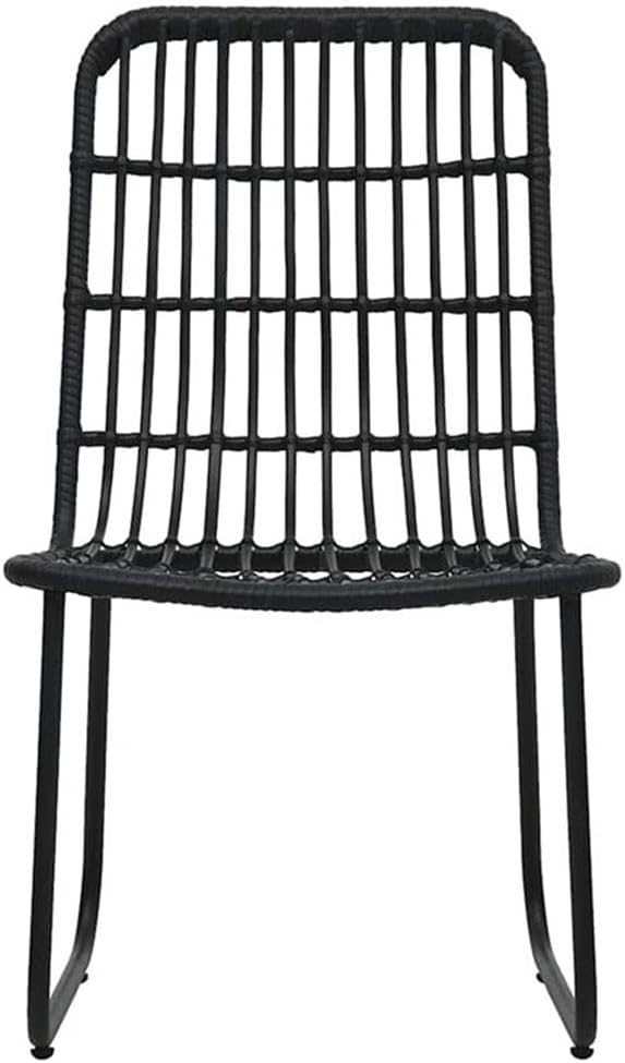 Afuera Living 5-Piece Patio Dining Set, Poly Rattan, Powder-Coated Steel & Glass, Black Finish, Square Table & Comfortable Chairs, Modern Outdoor Furniture for Garden, Terrace, or Balcony Use
