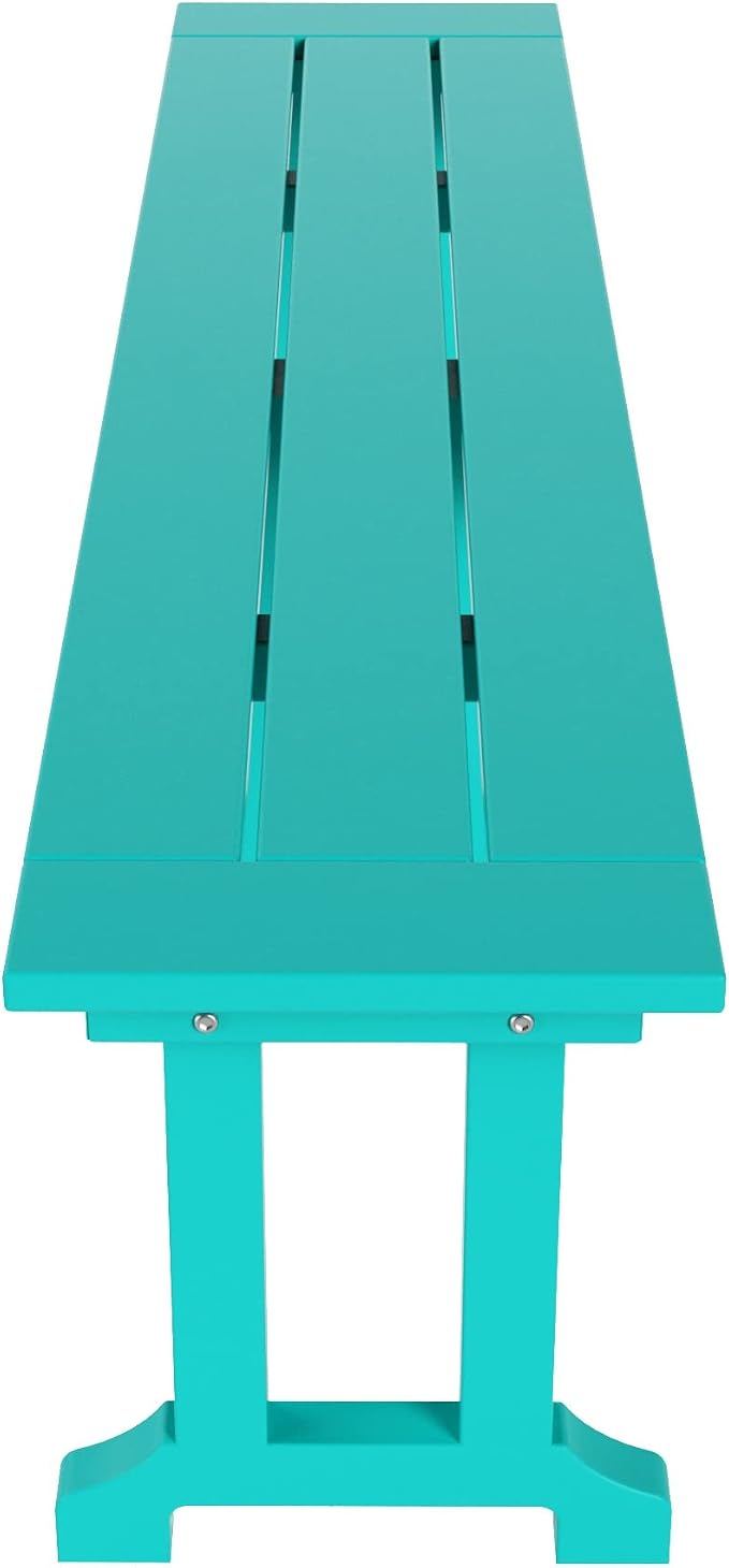 WestinTrends Ashore 6 Pieces Adirondack Patio Dining Set with Bench, All Weather Poly Lumber Slatted Outdoor Furniture Set, 71" Trestle Table and 4 Adirondack Chair and Outdoor Bench, Turquoise