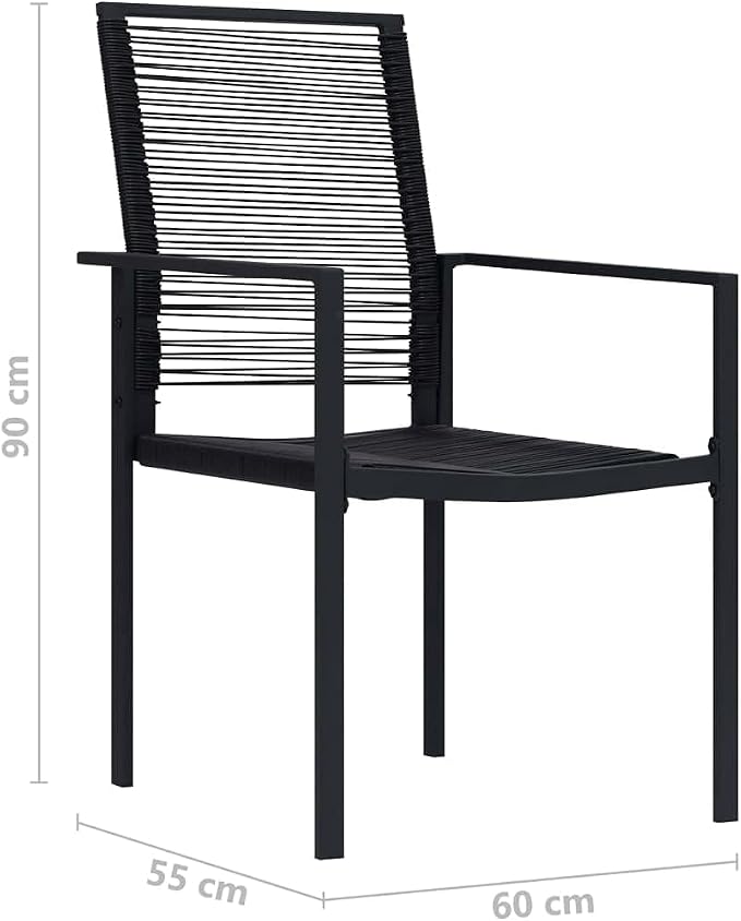 BOWERY HILL Contemporary 3-Piece Dining Set, Powder-Coated Steel Frame, Black Finish, Glass-Topped Table with 2 Chairs, Compact Outdoor Patio or Garden Furniture for Small Spaces