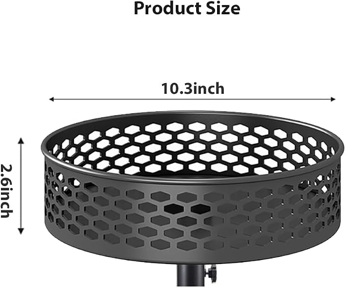 10'' Patio Umbrella Table Tray for Outdoor, Portable Round Table Tray with Umbrella Hole for Beach Patio Garden Pool Umbrella, Hollow Diamond Shape, Black