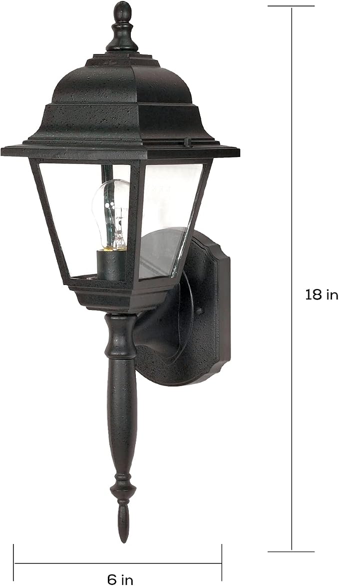Nuvo Lighting 60/542 Traditional One Light Outdoor Wall Mount from Briton collection in Black finish