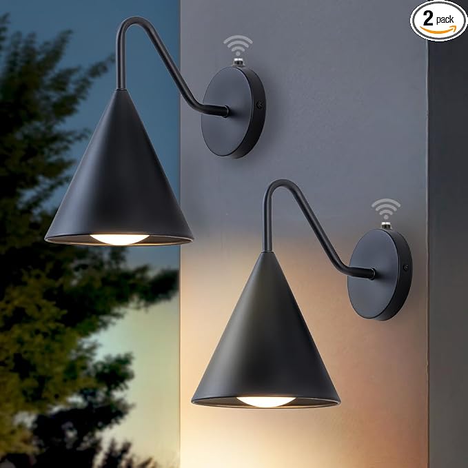 Dusk to Dawn Outdoor Wall Lights 2 Packs, Modern LED Porch Wall Sconce, 13W 3000K Dark Sky Exterior Lighting Fixtures Wall Mount for House, Barn, Garage