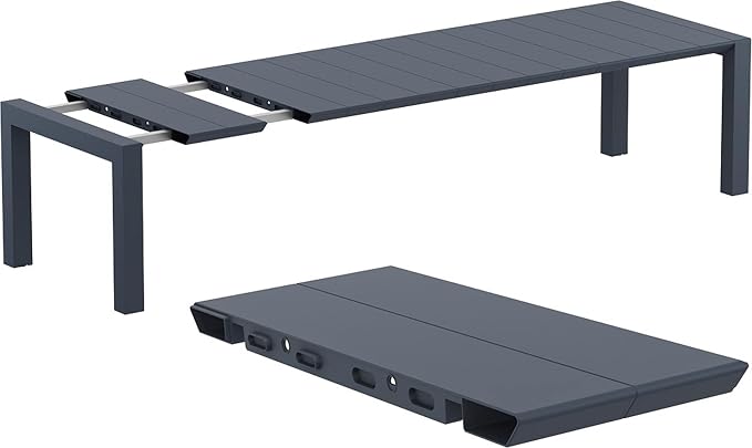 Compamia Vegas 118" Extendable Patio Dining Table in Dark Gray, Commercial Grade