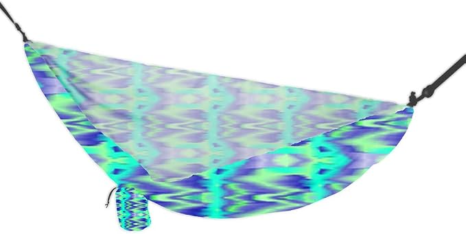 YUKON OUTFITTERS Outdoor 1.5 oz Ripstop Polyester Vista Printed Hammock w/Tree Straps, Aqua Haze