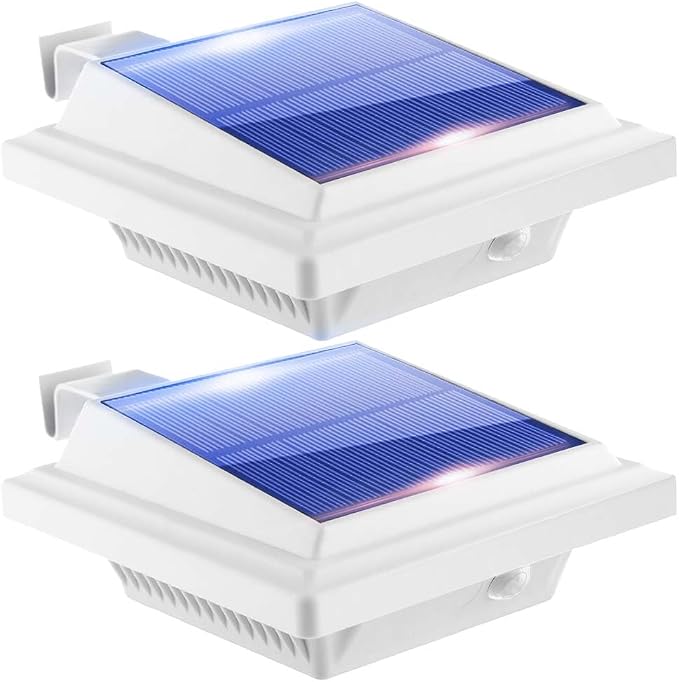 Gutter Lights,40 LEDs Solar Patio Decor Lights, Deck Lights Outdoor Waterproof Fence Lights for Wall Backyard Porch, Patio, Pool,Step Stairs, Yard, Garden, Pathway (2 Pack_White,Cool White Light)