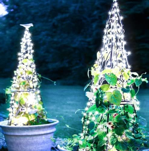 Solar Fairy Lights Outdoor Waterproof, 2 Pack 33ft 100 LED Solar Twinkle Lights, 8 Modes White Solar Christmas Lights for Backyard Trees Patio Deck Garden Birthday Party Wedding Decorations