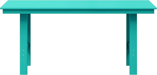 WestinTrends Ashore Outdoor Modern HDPE 66" Wide Rectangle Patio Dining Table for 6, Turquoise