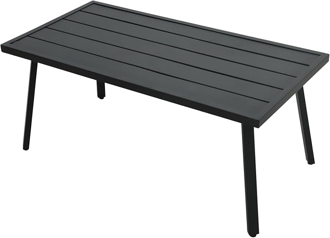 EAGLE PEAK Patio Coffee Table, Weather-Resistant Outdoor Rectangle Table for Balcony, Porch, Deck, or Garden, Modern Design, 35.4" x 17.7" x 15"