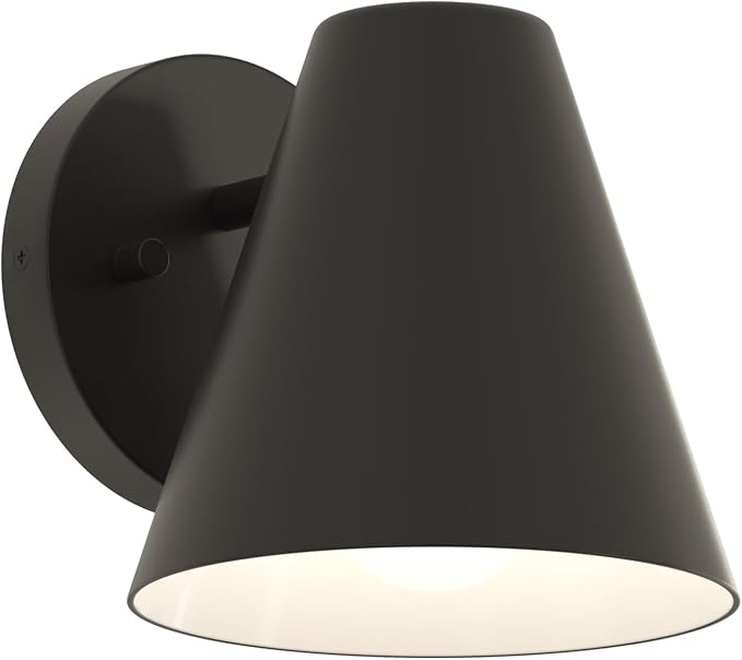 Progress Lighting Mik 14 Inch 1-Light Outdoor Wall Light, Modern Industrial Exterior Light, Antique Bronze Tapered Cone (14 in. H x 8 in. W x 9 in. Dia), P560408-020