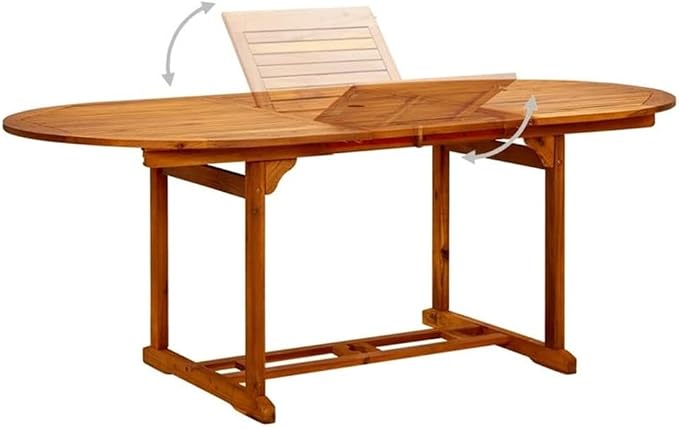 BOWERY HILL 7-Piece Patio Dining Set, Solid Acacia Wood Table & Poly Rattan Chairs, Powder-Coated Steel Frame, Gray Finish, Weather-Resistant, Stackable Chairs, Modern Style for Garden, Terrace, or