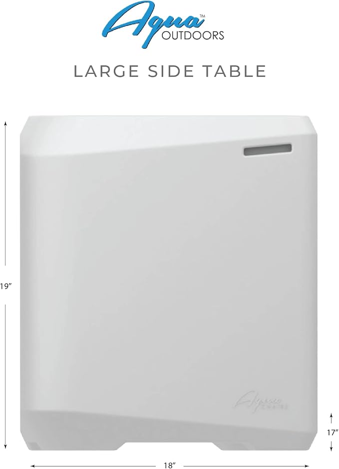 Aqua Outdoors in-Pool Side Table Large for 10-14 in. of Water - Outdoor Patio Side Table - All Weather Durable - No Rust (Classic White)