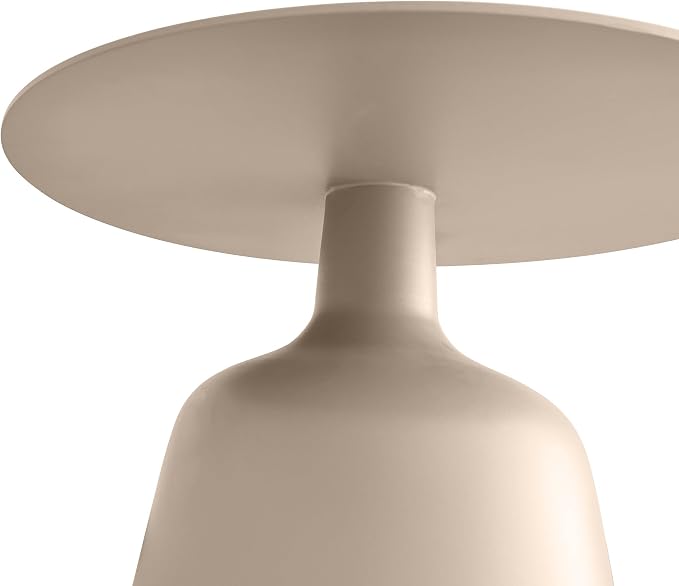 19.5" Round Pedestal Side Table, Stable Bell Base Modern Minimalist End Table, Small Coffee Accent Table for Living Room Bedroom Patio Balcony Indoor Outdoor, Champagne