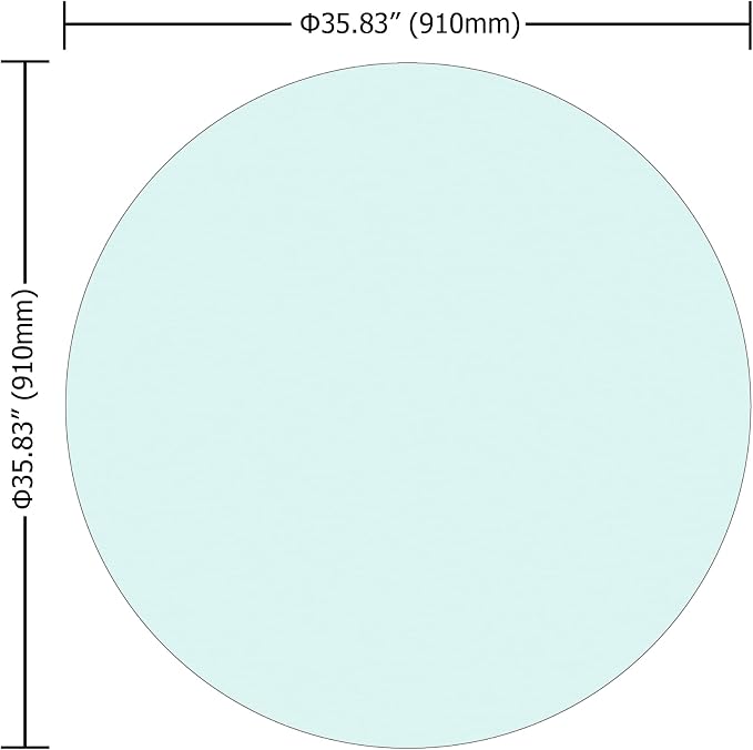 36 Inch Round Transparent Tempered Glass Table Top, Clear Table Surface Protector, Safe 1/4" Thick-Flat Polished Edge, Replacement Glass Top for Home, Office, Patio, Outdoor/Indoor