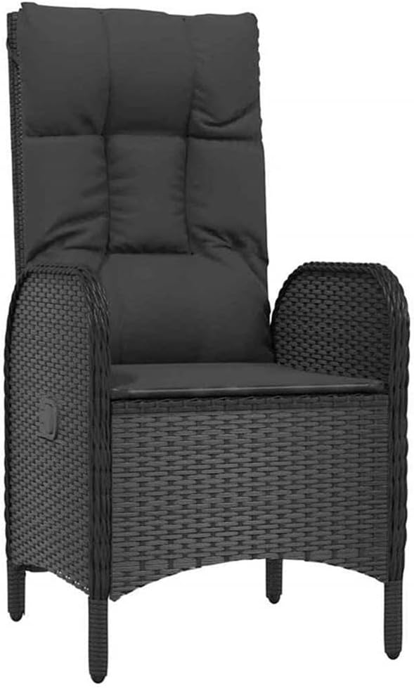 Afuera Living 5 Piece Poly Rattan Garden Dining Set, Black Finish, Includes Cushions, Durable UV-Resistant Materials, Lightweight Modern Design, Outdoor Patio Seating, Seats 4 for Garden Parties