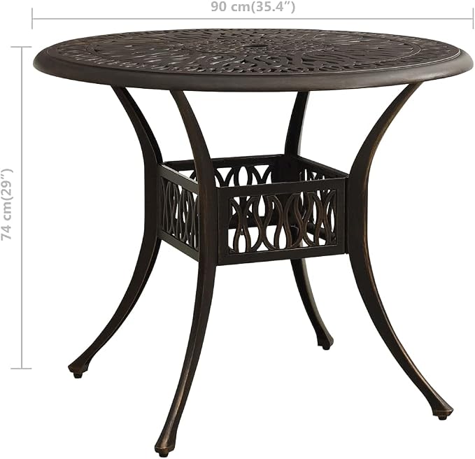 vidaXL Patio Table, Outdoor Dining Table, Garden Table, Garden Furniture for Front Porch Deck Lawn Backyard Balcony Terrace, Industrial, Cast Aluminum