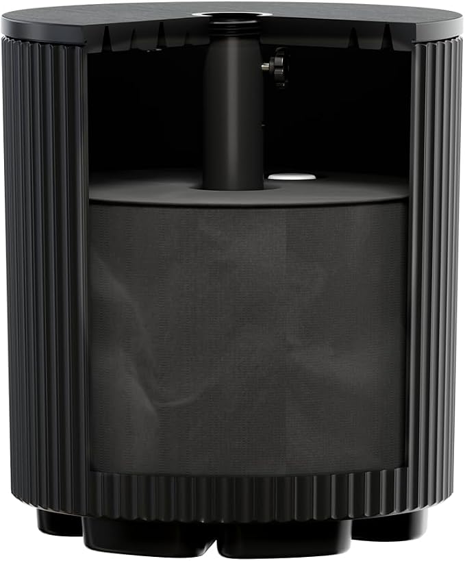 Outdoor Umbrella Stand, Free-Standing Umbrella Side Tables, Patio Umbrella Water Fill Base, Fluted Outdoor Side Table Umbrella Stand, Black