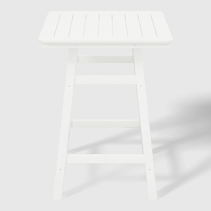 WestinTrends Malibu Square Outdoor Patio Counter High Bistro Bar Table with Umbrella Hole 37" Tall, White