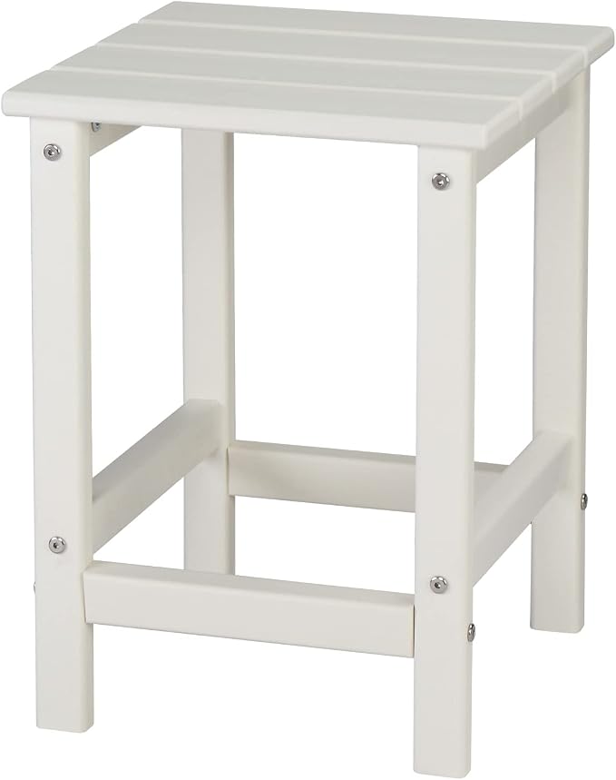 Patio Side Table, Pool Composite Patio Table,HDPE End Tables for Backyard,Pool, Indoor Companion, Easy Maintenance & Weather Resistant (Style 1-White)