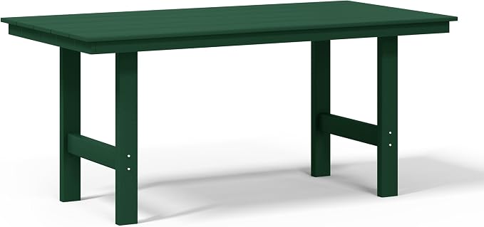 WestinTrends Ashore 6-Piece Outdoor HDPE Patio Dining Table Set with Bench, Dark Green