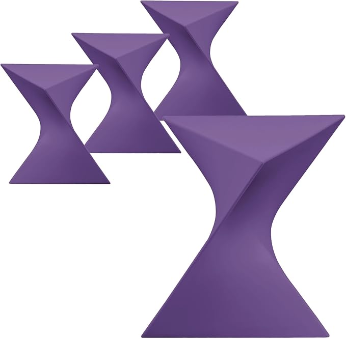 LeisureMod 15.75" Triangular Side Table, Stackable Plastic Accent End Table for Indoor & Outdoor Use, Weather-Resistant Modern Patio & Living Room Table, Set of 4, Purple