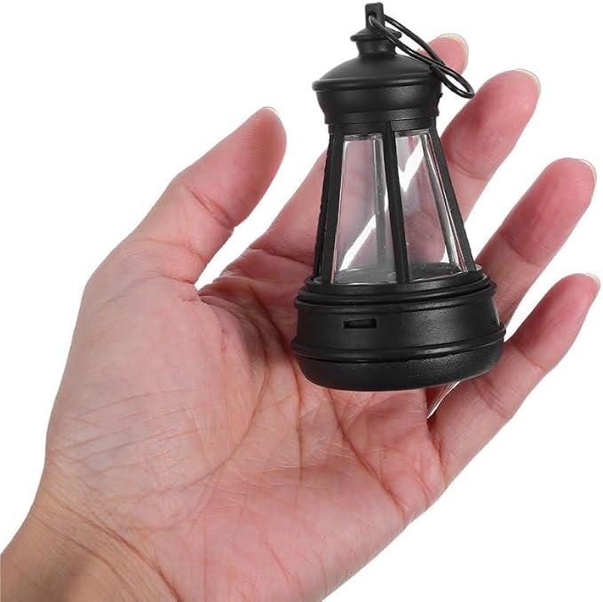 DOITOOL 3 Pcs Small Solar Lantern Lights 3.3x1.9 Inches | Mini Hanging Lights for Outdoor Figurine, Waterproof Garden Statue Replacement Ambient Night Light
